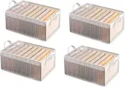 AIMALL 4pcs Folding Clothes Storage Box, Large Capacity 18.5x11x7.87in Wardrobe Organizer with Thickened Fabric, Steel Frame, Transparent Drawer-Type Finishing Basket