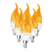 LED Flame Bulbs, 3 Modes Flame Effect, E12 Chandelier Base Candle E12-6 Pack