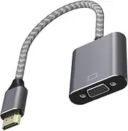 tunghey Nylon Braided HDMI to VGA, Gold-Plated HDMI to VGA Adapter (Male to Female) Compatible for Computer, Desktop, Laptop, PC, Monitor, Projector, HDTV, Ras-pberry Pi, Ro-ku, Xbox 20cm