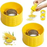2pcs Cob Corn Stripper,Plastic Corn Peeler for Cobbe,Stainless Steel Blades for Removing Kernels from Fresh Corn,Kitchen Salad Tool（Yellow）