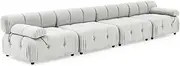 Foret 4 Seater Sofa Modular Arm Seat Tufted Velvet Lounge Couch Chaise Beige