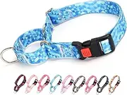 Martingale Collar for Dogs, Blue Dog Collar for Small Medium Large Dogs, Adjustable Safety Buckle Dog Collar, Perfect Boy and Girl Collar for Training, Walking, Hunting (L)
