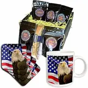 3dRose cgb_21650_1 Bald Eagle and American Flag-Coffee Gift Basket, Multicolor