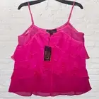 Christian Siriano Striking Hot Pink Tiered Ruffle Tank Size L Barbie Fairy NWT