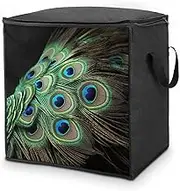 Storage Bags, Green Peacock Feather Printed Storage Bags,quilt Storage Bags,zipper Storage Bags,household Storage Bags