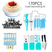 170Pcs Cake Decorating Kit Turntable Rotating Baking Icing Piping Accessories