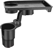 Car Cup Holder Expander With Rotating Table, Food Tray, Phone Holder, and Storage for Snacks