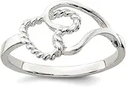 [JewelryWeb] 925 Sterling Silver Solid Polished Love Heart Ring Size 8 Statement-Ring for Women