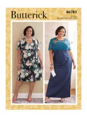 Butterick Sewing Pattern B6783 Womens Dress Short Sleeve High Waist Size 26W-32W