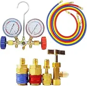 Refrigerant Manifold Gauge Set for R12 R22 R404A Air Conditioning Tools with Hose and Hook Plastic+Metal
