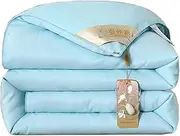 All-Cotton Mulberry Silk Comforter, All-Season Comforter, Quilted Comforter, Soft Skin Friendly Fluffy and Cozy Quilt with Corner Tabs, Machine Washable (E 220x240cm(4kg))