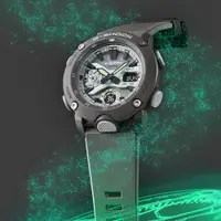 在飛比找ETMall東森購物網優惠-CASIO G-SHOCK 綠色光芒 時尚雙顯腕錶 GA-2
