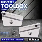 750mm Pair of Undertray Toolbox Aluminium Under Tray Underbody Tool Box Flat UTE