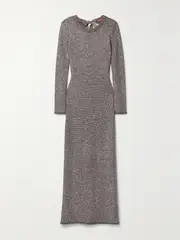 [Altuzarra] Altuzarra - Cindy Open-back Sequined Stretch-knit Maxi Dress - Taupe - medium medium Brown