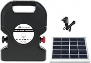 HORTIKRAFT Electric Fence Energiser with 15km Coverage, Solar Powered Fencing Energizer for Animal Cattle Horses Sheep Farm Livestock with Warning Labels, 0.8J