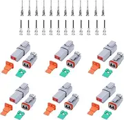 MAEZOE 2 Pin Deutsch DT Connector Kits, 6 Sets 2 Pin Waterproof Connector with Size 16 Solid Contacts, Electrical Wire Connector for Truck, Off-Road Vehicles, Marine, Motorcycle Wiring