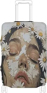 [Joisal] City Sculpture Luggage Protector Suitcase Cover Scratch-Resistant Suitcase Protector, Luggage Accessories for Travel, Daisy Flowers Beautiful Woman, M 22-24 in