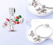 Silver Charm Christmas Beads Fits Bracelet Bangle Jewelry Accessories H