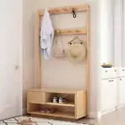 Shoe Storage Bench With Drawer and Hanger/Shoe Case/Coat Rack/Solid Timber