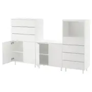 PLATSA storage combination, white/Fonnes white, 220x42x133 cm