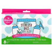 Dapple Baby, Microwave Sterilizer Bags, For Breast Pump Parts, Bottles & Pacifiers, 8 Sterilizer Bags