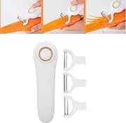 Electric Fruit Vegetable Peeler, Handheld Manual Peeler, Potato Peeler Electric, with Three Stainless Steel Paring Knife, for Kitchen Carrot Potato Cucumber