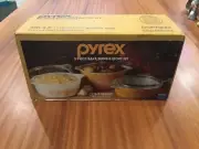 1970’s NIB PYREX 3PC BAKE SERVE STORE SET 470-4-S BUTTERFLY GOLD CORNING NEW