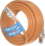 Ethernet Cable 50ft, Cat 7 Outdoor SFTP Triple Shielded Ethernet Cable Indoor, High-Speed 10Gbps 600MHz Network Cable, Waterproof/UV Resistant, Direct Burial, LAN Cable RJ45 for Router/Gaming