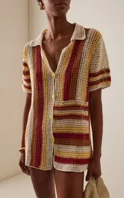 [All That Remains] Exclusive Floyd Crocheted Cotton Mini Shirt Dress