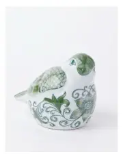[Heritage] Hand-Painted Porcelain Bird Sculpture 29x11cm in Green