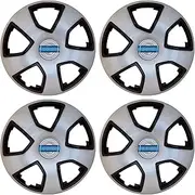AEspares 4 Pcs New Wheel Hub Caps Cover Plastic Black Silver 17" Compatible With Mahindra Scorpio