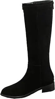 [Vrupons] Simple Women Low Heel Knee High Boots with Back Zip