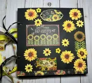 SUNFLOWER BEE HAPPY Scrapbook Album 8x8 Junk Journal 10 pages