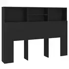 Wooden Headboard Cabinet Bed Storage Shelf Rack Head Bedhead Black Double 180cm