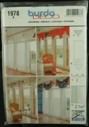 Burda Deco Sewing Pattern 1978 Curtains & Swags Valence DIY NEW Uncut Free Ship