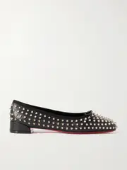 [Christian Louboutin] Christian Louboutin - Sweetie Jane Studded Leather Ballet Flats - Black - IT42 IT 42 Black