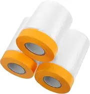 AUTSUPPL 3 Roll Film Roll Dust Protective Film Masking Tape for Neck Sealer Painters Plastic Sheeting Automotive Masking