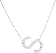 [JewelryWeb] 925 Sterling Silver S Letter Name Personalized Monogram Initial Necklace With Lobster Clasp Adjustable To 41 Centimeters 1.5mm Chain width 46 Centimeters Chain-Necklace for Women and Men