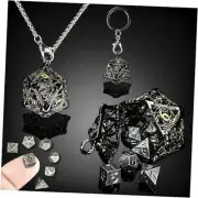 Mini DND Dice Metal 7pcs Set Tiny Small Polyhedral D&D Dice Mini Iron & Black