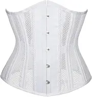 [azrian] Mesh Waspie Women's Lace Corset Bone Waspi Belt Body Shaper Waist Training Underbust Lace Crop Top White,White,Small, white, S