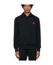 heart-print pullover hoodie S Black