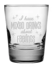 susquehanna Set of Four 13.25oz I Have Mixed Drinks Heavy Based DOF Glasses