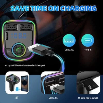 Wireless Bluetooth Car Kit FM Transmitter Radio Handsfree -50% OFF Charger C5P6
