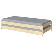 UTÅKER stackable bed with 2 mattresses, pine/Ågotnes firm, Single