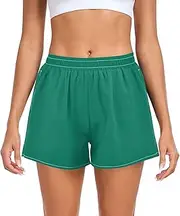 [FRODOTGV] Olive Green Plain Athletic Shorts for Women Loose & Comfy Loose Fitting Shorts for Soccer Teenis Exercise Indoor S