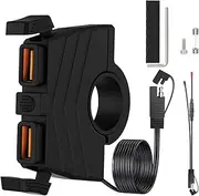 Setauoo Motorcycle Charger for Phone,Motorcycle USB Fast Charger | 3.0 Fast Charging Waterproof Adapter for Electronic Dogs Handlebar Tank Fork