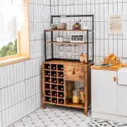 CostwayFreestanding Kitchen Cabinet with Wine Rack and Drawer-Brown