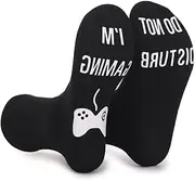 [AUPOINT] Glow-in-the-Dark Gaming Socks – Black with Green Text – “I’m Gaming, Do Not Disturb” – Funny Gamer Dad, Teens, Friends & More