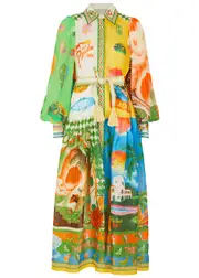 Alemais Paradiso Printed Ramie Midi Shirt Dress - Multicoloured - 8 (UK8 / S) 8 (UK8 / S)