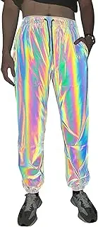 [LZLRUN] Rainbow Reflective Shorts Pants Men Fluorescent Trousers Casual Night Jogger